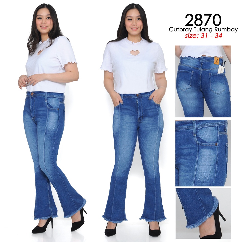 Celana Panjang Jeans Wanita Cutbray Tulang Rawis 31-34 Bisa Bayar Ditempat(COD)