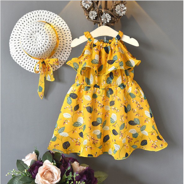 DRESS+TOPI ANAK [KUALITAS IMPOR] GAUN BAYI PESTA ANAK BAYI PEREMPUAN