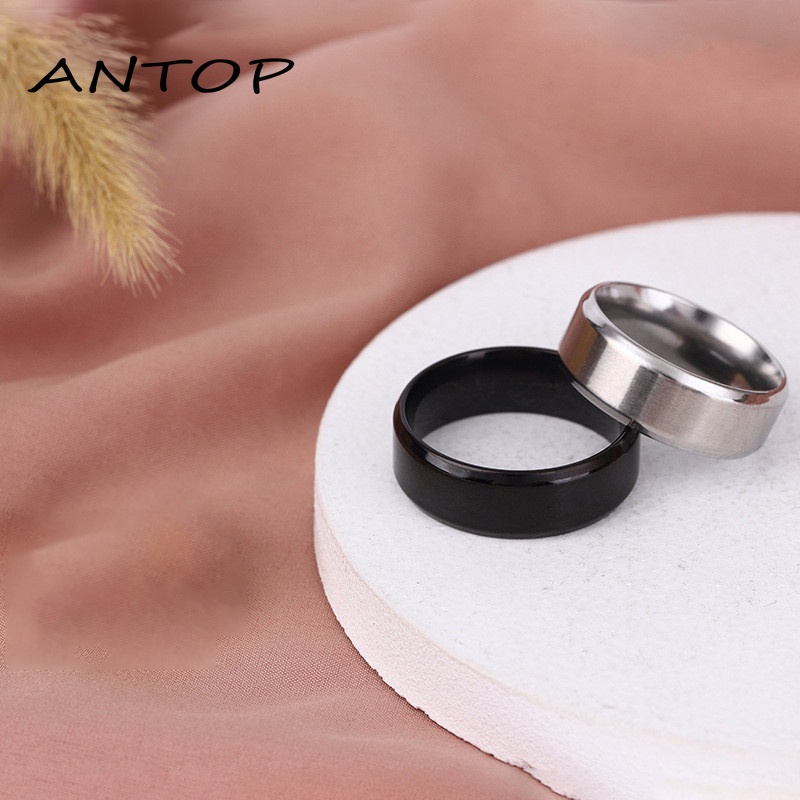 Cincin Matte Stainless Steel Punk Sederhana Untuk Hadiah Perhiasan Fashion Pria ANTOP