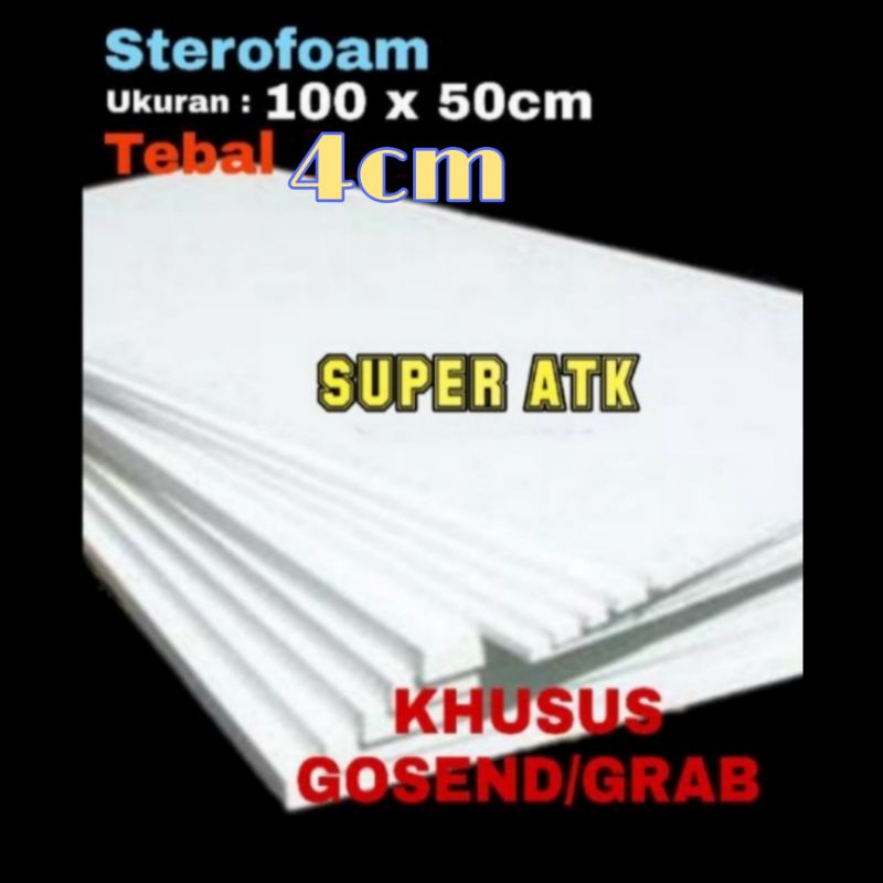 STEROFOAM / GABUS  TEBAL 4CM UKURAN 100 X 50CM (LEMBARAN)