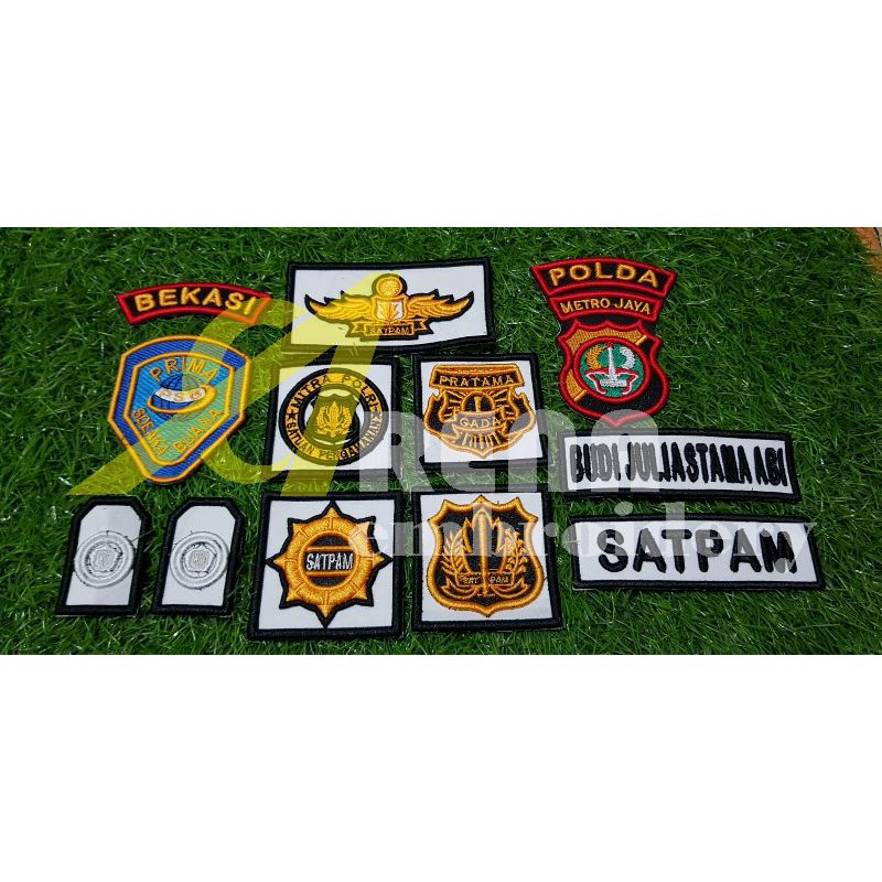 Bordir Timbul Satpam Plus Nama & Logo PT