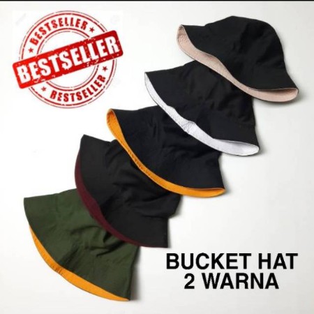 Bucket hat premium distro 2 warna topi shopee