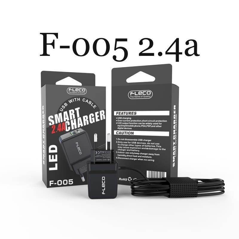 Travel charger atau casan fleco F-005 smart charger 2.4A