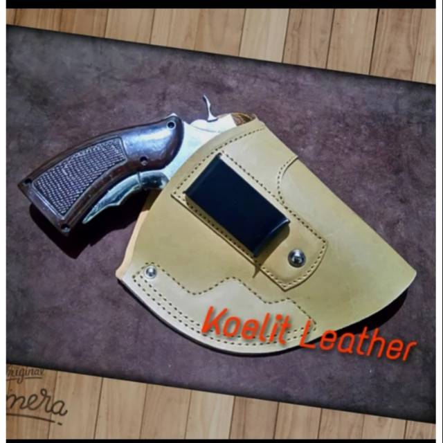 Holster sarung pistol selip kulit asli Revolver