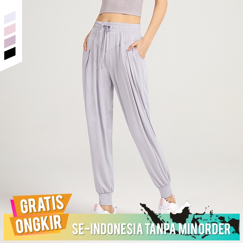 Celana Yoga Wanita Bernapas  Yoga  Latihan  Kaki   Harem Kasual Warna Solid