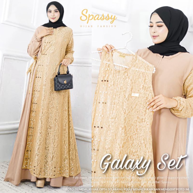 GAMIS BRUKAT GALAXY SET ORI BERLABEL SPASSY / GAMIS BRUKAT / GAMIS MEWAH / GAMIS CANTIK / GAMIS KOND