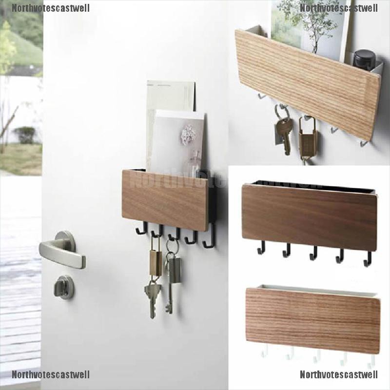 Northvotescastwell Wall Mounted Wooden Wall Shelf Sundries Storage Box Hanger Organizer Key R Nvcw Shopee Indonesia