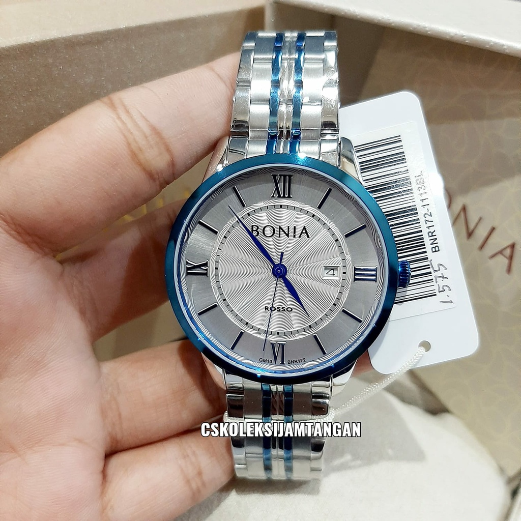 JAM TANGAN PRIA BONIA ROSSO BNR172-1113BL SILVER BLUE ORIGINAL GARANSI