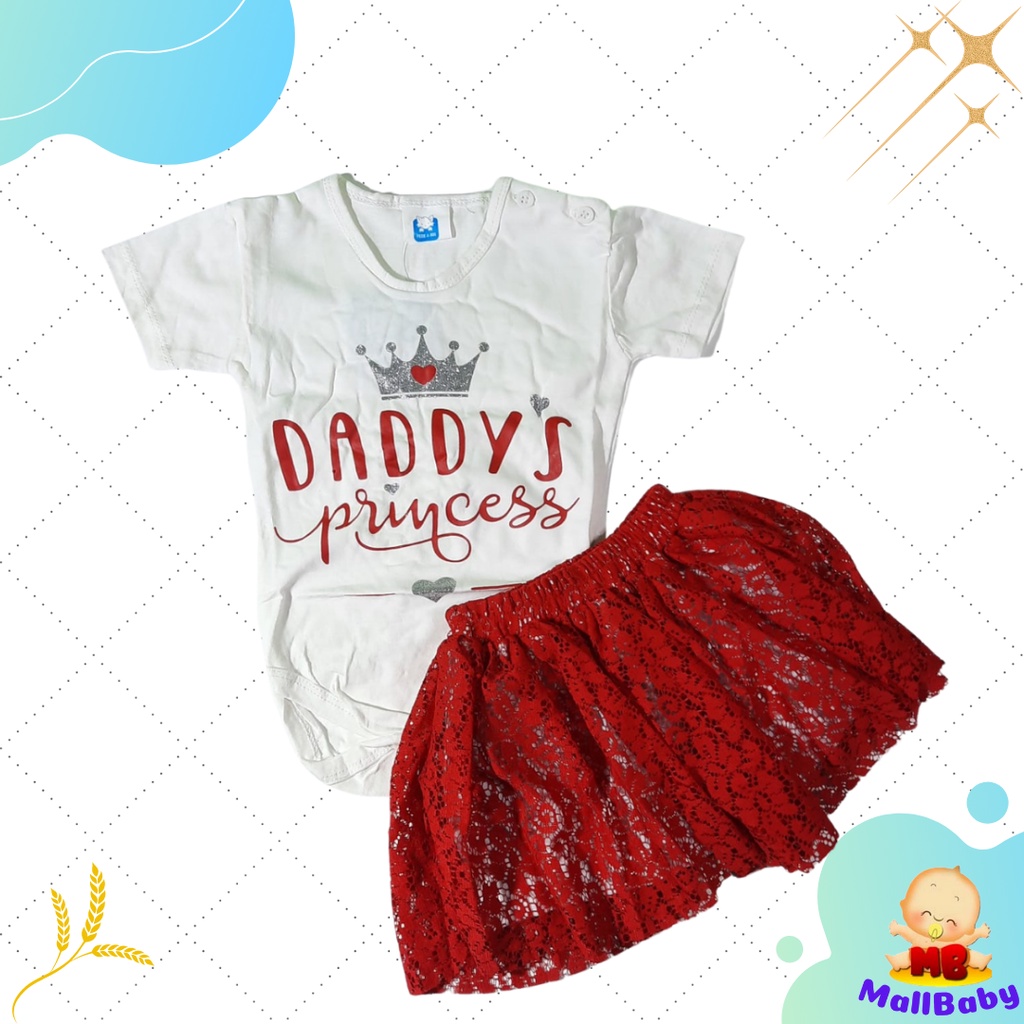 Baju Bayi Perempuan 6-12 Bulan Setelan Rok Bayi Perempuan 0-6 Bulan Set Bandana Daddy's Princess