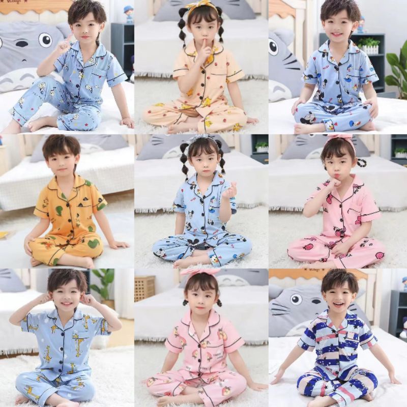 SETELAN PIYAMA ANAK 6-12TAHUN IMPORT|BAJU TIDUR ANAK|PIYAMA ANAK UNISEX CEWEK COWOK