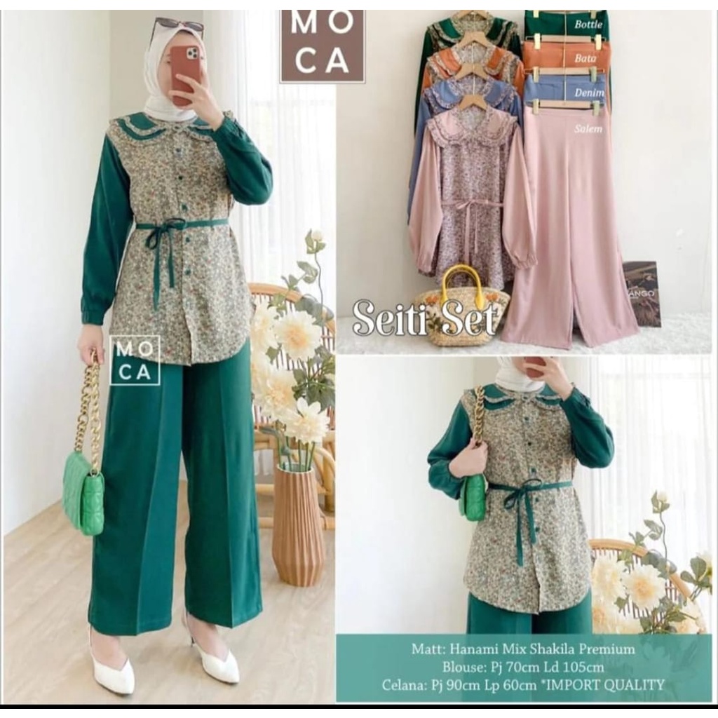 ONE SET VIRAL RAYON TWILL MIX CRINGKEL SETELAN CELANA KEMEJA TERBARU ZALIKA ZALIRA