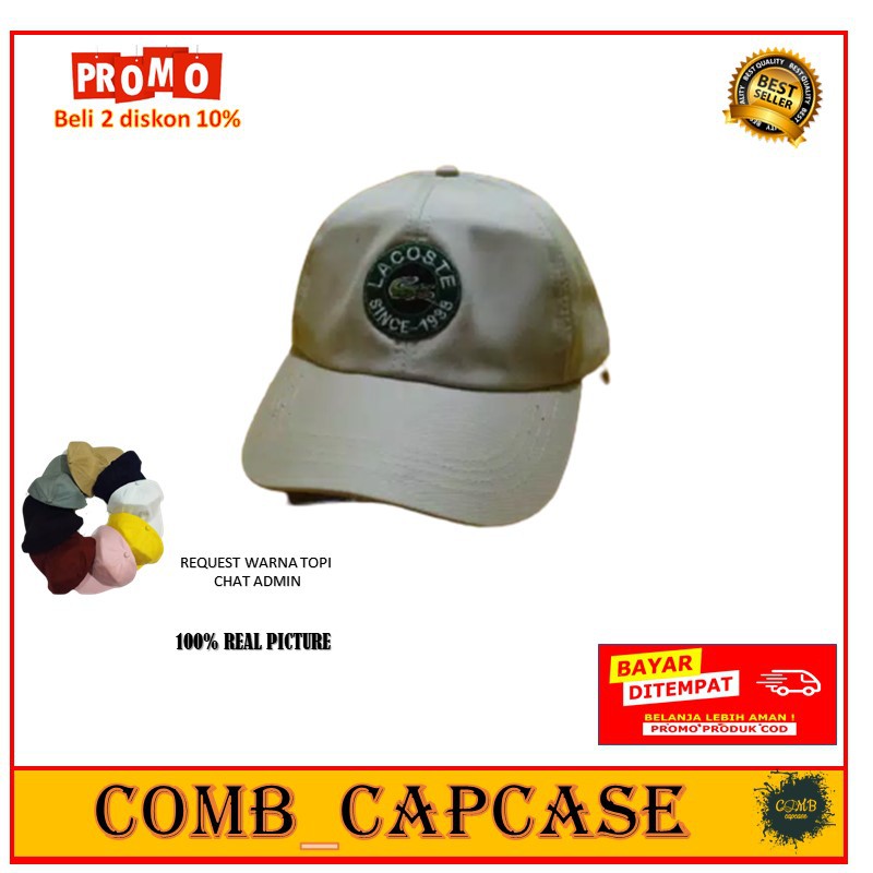 TOPI CAP PRIA LOGO BORDIR LACOSTE BUAYA MURAH A4
