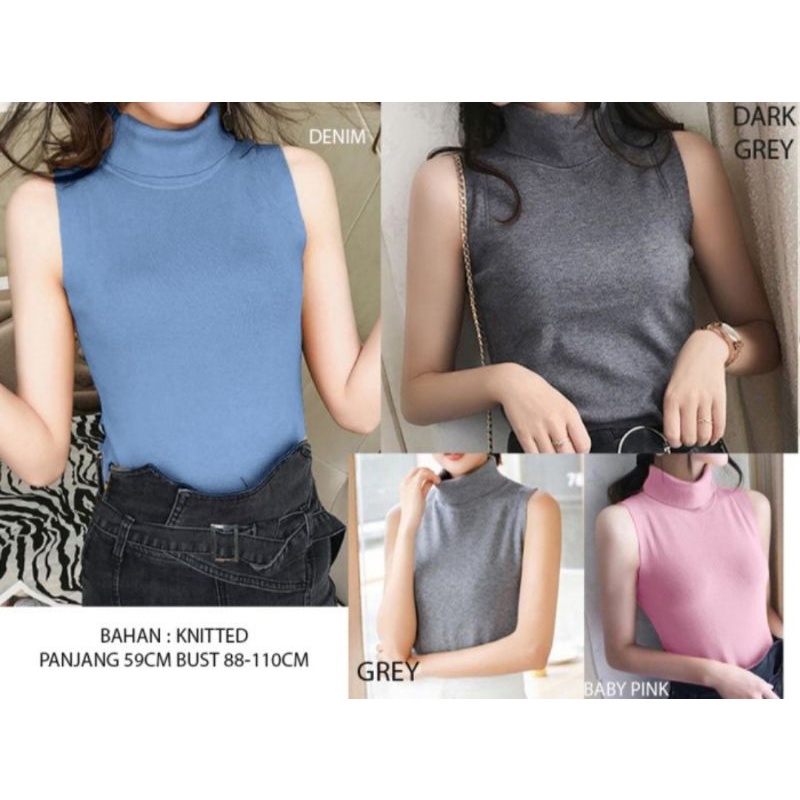 Turtleneck Sleeveless Knitted