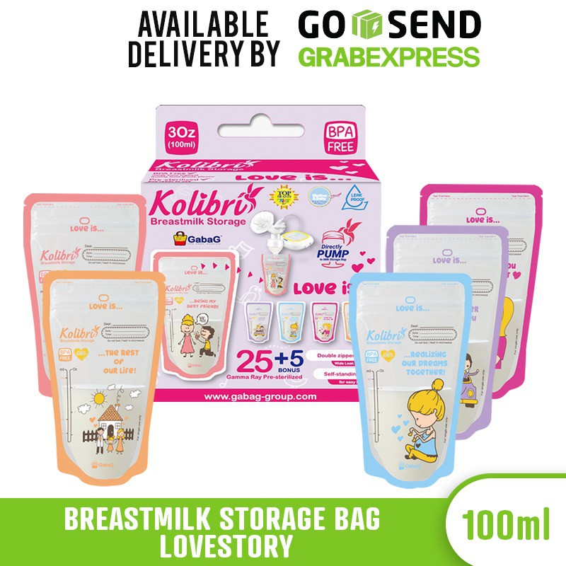 GABAG Breastmilk Storage Bag 100 ml Lovestory Kolibri