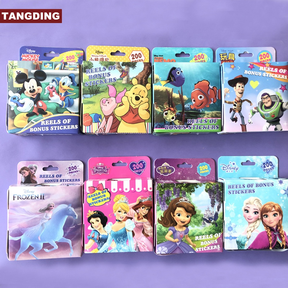 【COD Tangding】200pcs / roll Stiker Kartun Disney Frozen Princess My Little Pony Untuk Hadiah Anak Laki-Laki / Perempuan