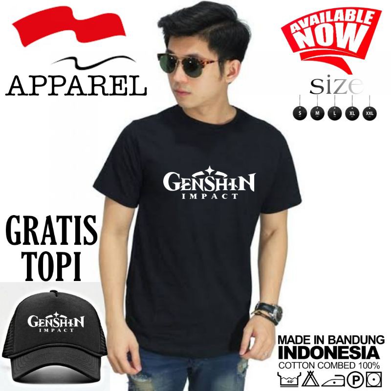 GRATIS TOPI Baju Kaos Genshin inpact