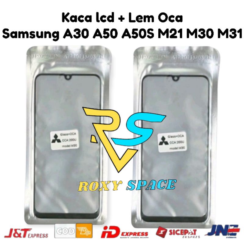 Kaca lcd + Lem Oca Samsung A30 A50 A50S M21 M30 M31 Kaca Depan Kaca Touchscreen Glass Lcd ts TC Orig