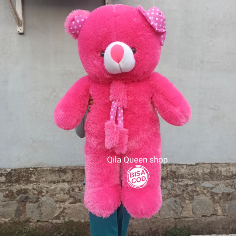 Boneka Teddy bear jumbo TOPI SYAL  GRATIS Ukir nama atau photo