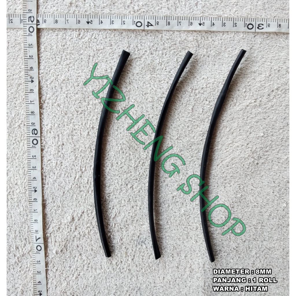 ISOLASI BAKAR (HEAT SHRINK) 8MM HITAM 1 ROLL