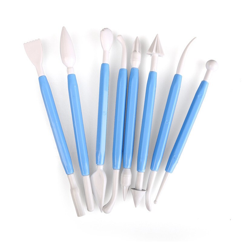 8pcs/Set Fondant Cake Decorating Pen Mixed Shape Modeling Plunger Cutters Fondant Cookie Sculpture Baking Tool