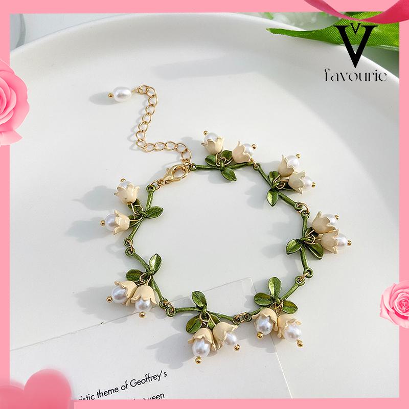 [COD]Bunga Anggrek Mutiara Musim Semi Desain Unik Indah Elegan Anting-Anting Gelang Kalung-FA