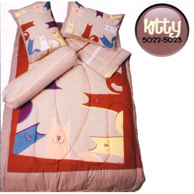 SetBedcover + Sprei 120x200 MY LOVE TEEN motif KITTY - 120 SINGLE BC - Minimalis Dewasa kucing