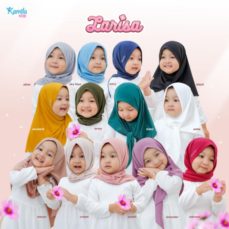 HIJAB LARISA Kamila_kids - Hijab Segitiga Instan, Pashmina Anak Instan.