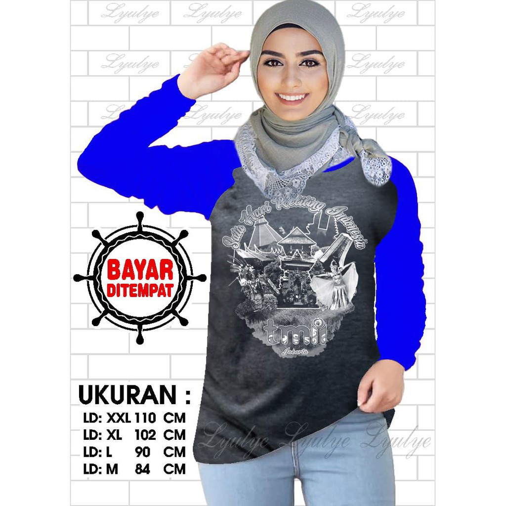 Kaos Raglan (TMII)/Kaos Wanita Lengan Panjang/ Kaos Wanita/ Kaos Cewek/ Kaos Oblong/Misty