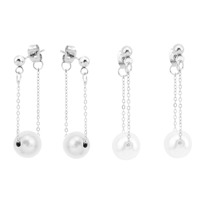Siy 1 Pasang Anting Tusuk Gantung Wanita Bahan Stainless Steel Hias Mutiara Imitasi Untuk Hadiah