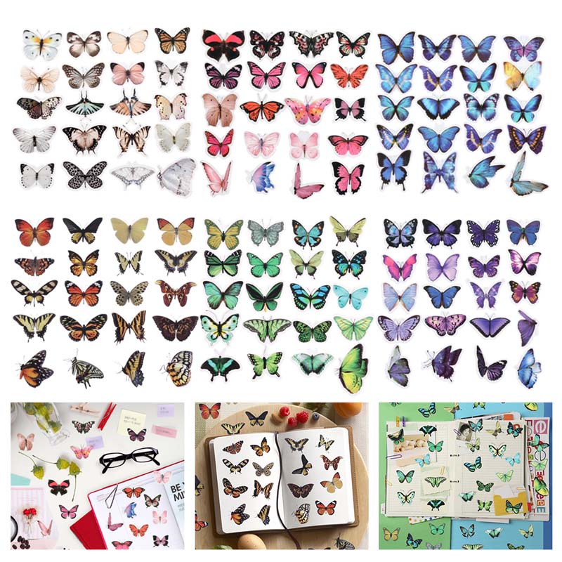40 Pcs Stiker Butterfly Multifungsi Tahan Air Gaya Vintage Untuk Dekorasi Scrapbook