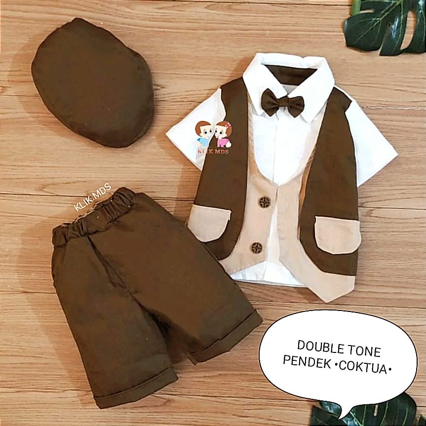 Setelan Anak Laki - Laki Rompi Premium - Baju Bayi Laki - Laki Motif Rompi Jas Double Tone