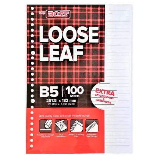 

Loose Leaf garis Binder Big Boss B5 100 Sheets 257x182mm / Isi Binder i Big Boss Ukuran B5