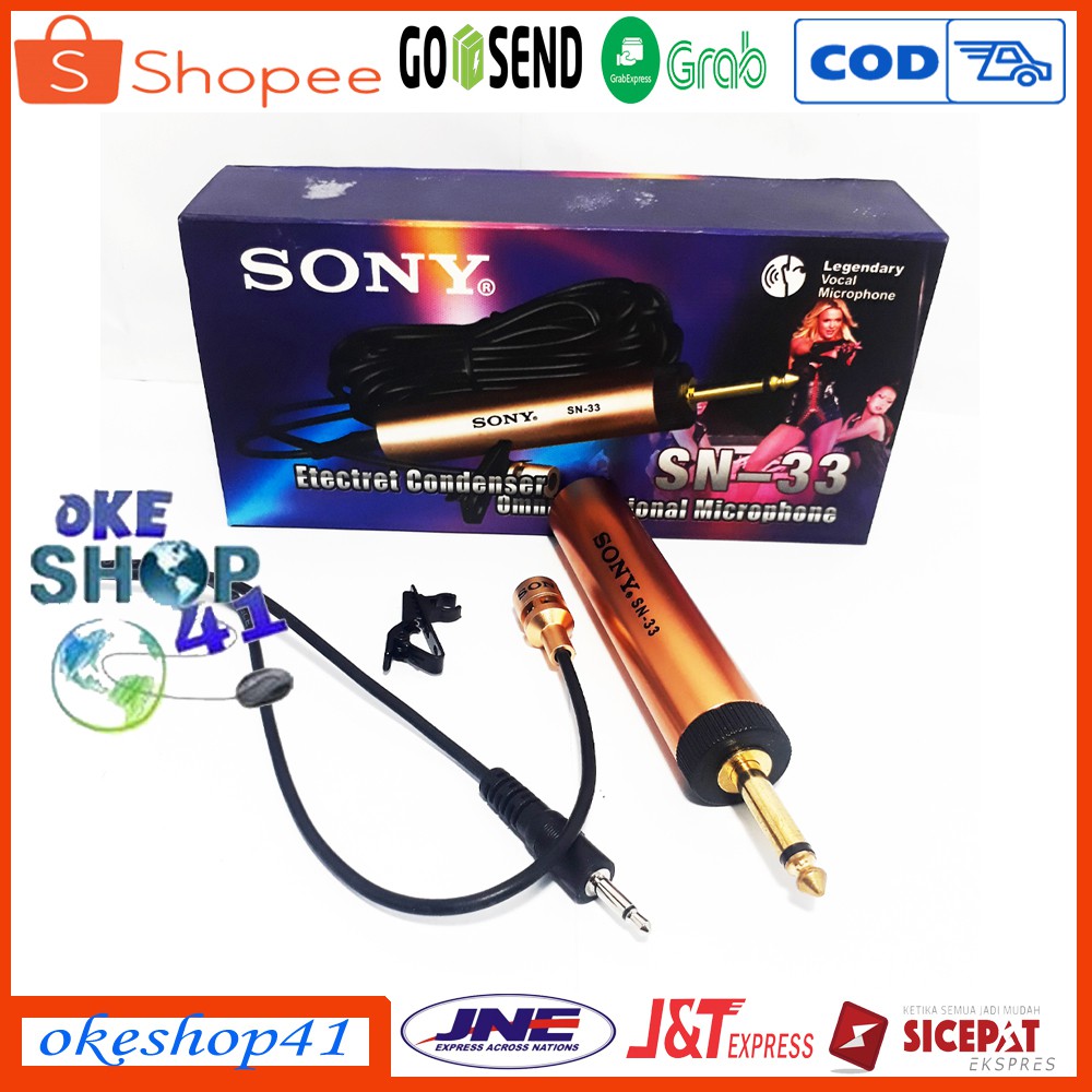 Sony Microphone Clip On SN-33 Kabel Panjang Mic Jepit Imam