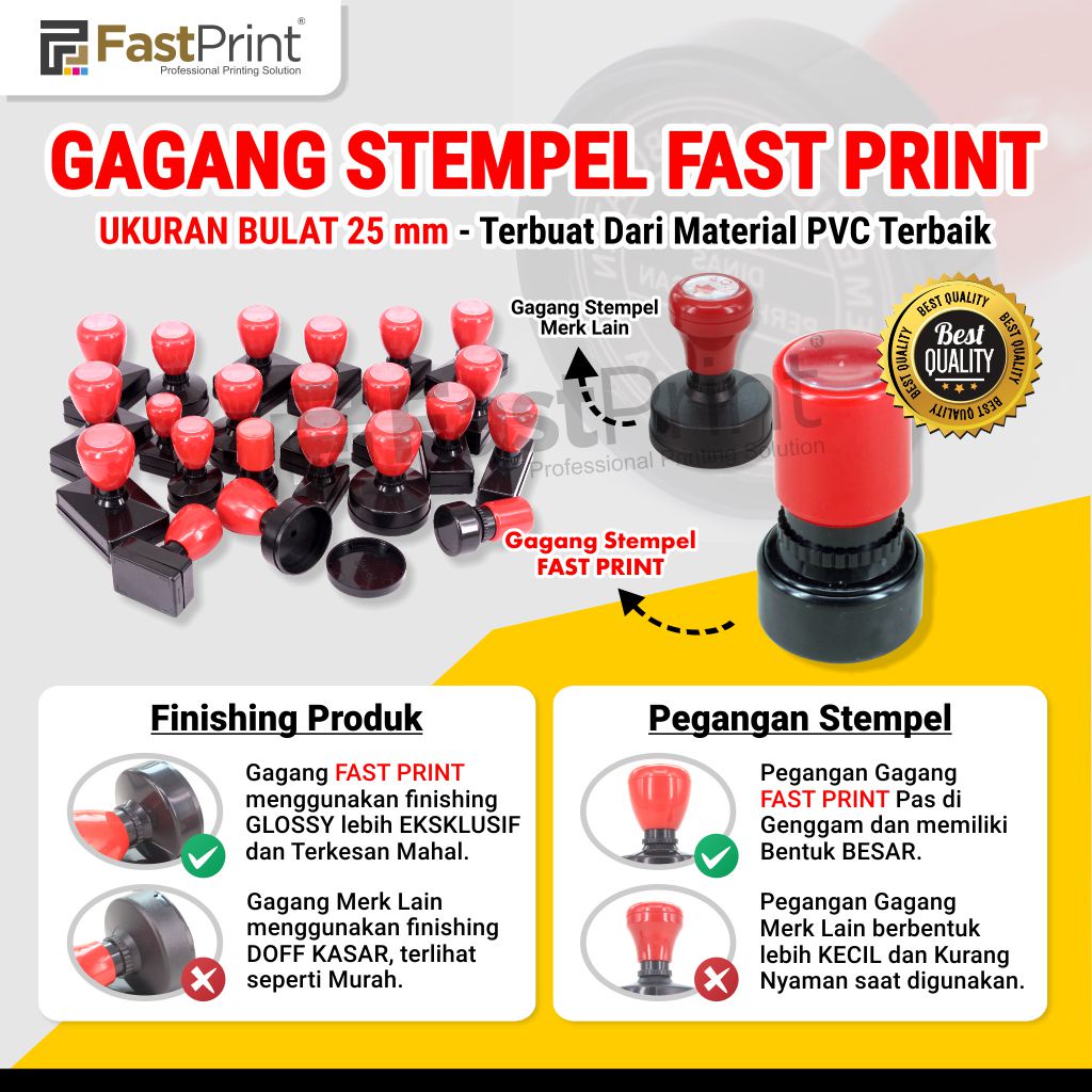 Gagang Stempel Flash Bulat Ukuran Diameter 25mm 25 mm