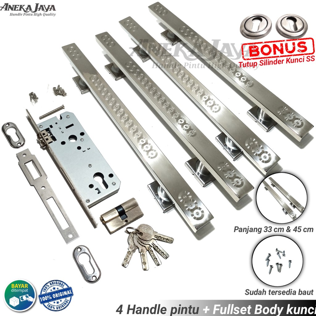 Satu set kunci 4 handle pintu rumah 33 cm 45 cm murah tarikan pintu stainless gagang pintu terbaru