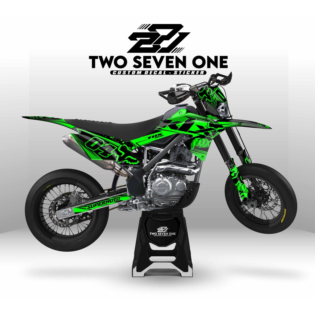 DECAL STIKER KLX BF - DTRACKER - GORDON PREMIUM -CUSTOM DESAIN - VARIASI HIJAU HITAM FOX