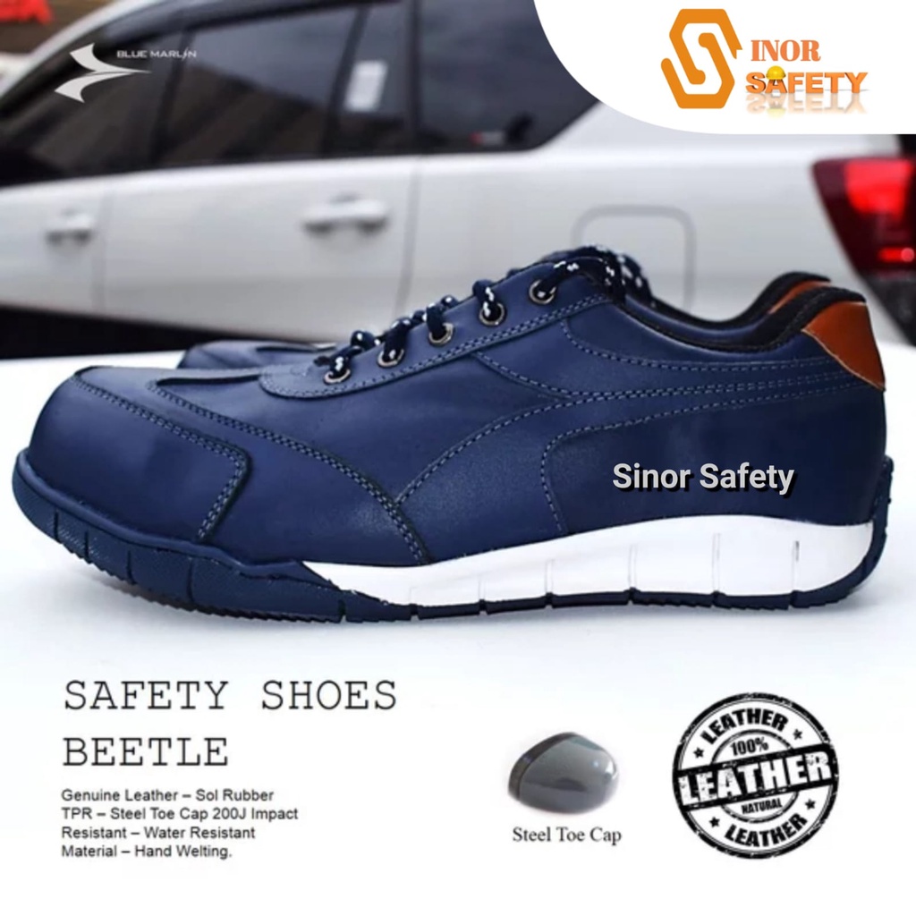 Sepatu Safety SNI Ujung BESI Blue Marlin BEETle Safety Shoes
