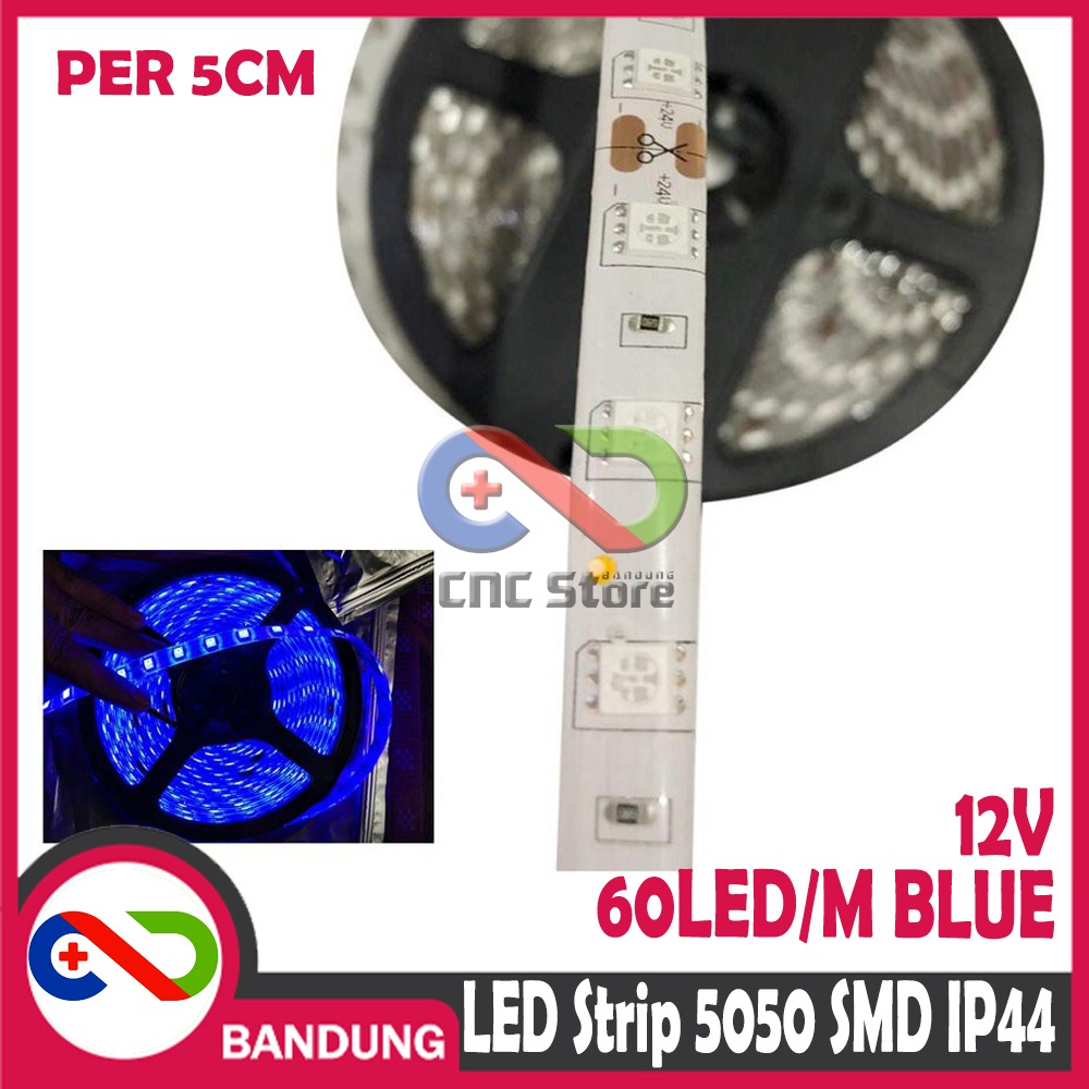 LAMPU LED STRIP LIGHT BIRU 5050 SMD IP44 OUTDOOR 5 CM WATERPROOF