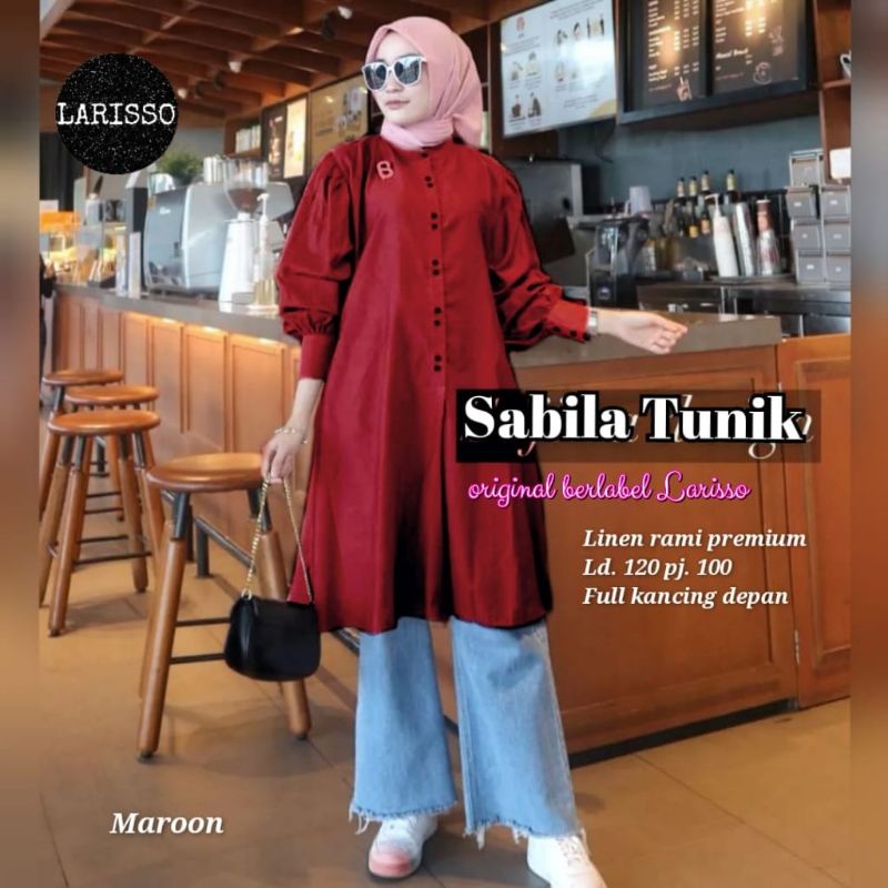 Baju tunik jumbo lengan balon full kancing / Sabila tunik