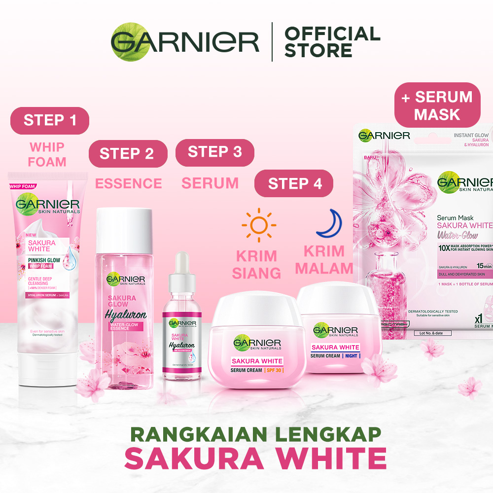 Garnier Sakura White Pinkish Glow Whip Foam Skin Care Pembersih Wajah 50 mL-7