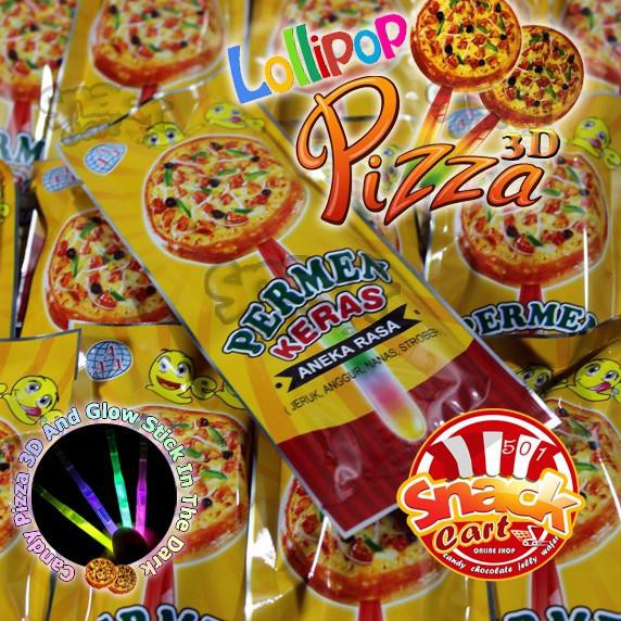 

3.3 FLASH SALE Candy Lollipop Light 3D Pizza Permen Lollipop Rasa Buah Stik Nyala Glow in The Dark