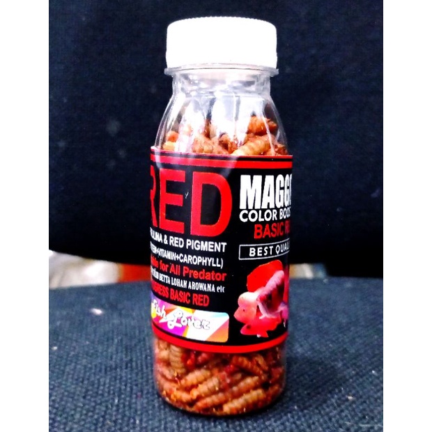 Makanan Ikan Predator Maggot Kering FISH LOVER RED BLUE YELLOW MAGGOT BOTOL COLOR BOOSTER 30gr