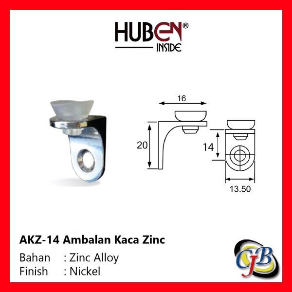 Ambalan Kop Kaca Huben JLS KW 2 CH AKZ-14 isi 10 pcs | ambalan dinding kaca