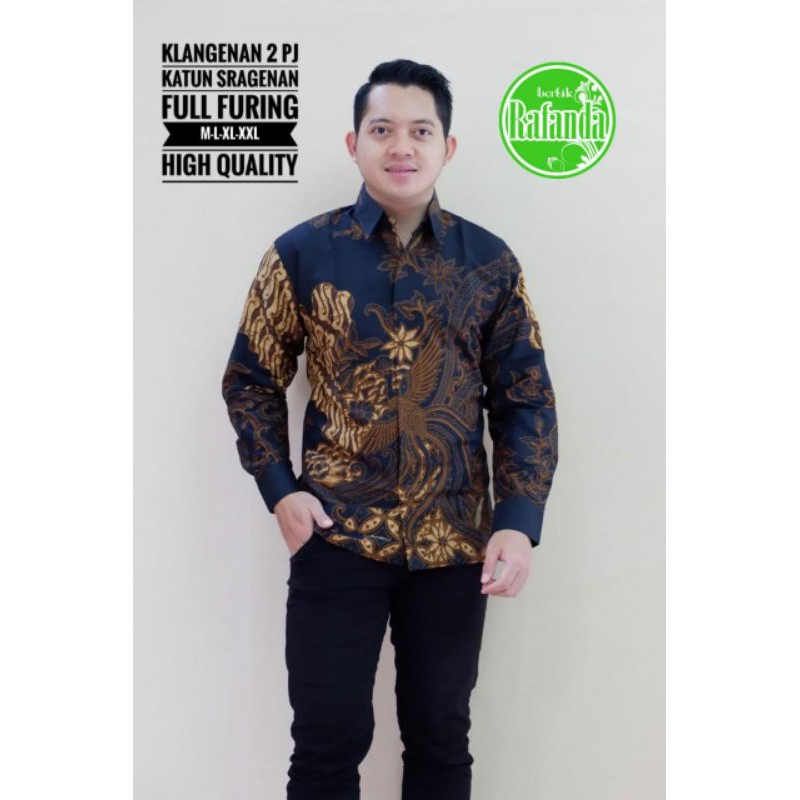 Kemeja Batik Pria Lapis Furing Terbaru Batik Lengan Pajang Pria KLANGGENAN Baju Batik Warna Hitam