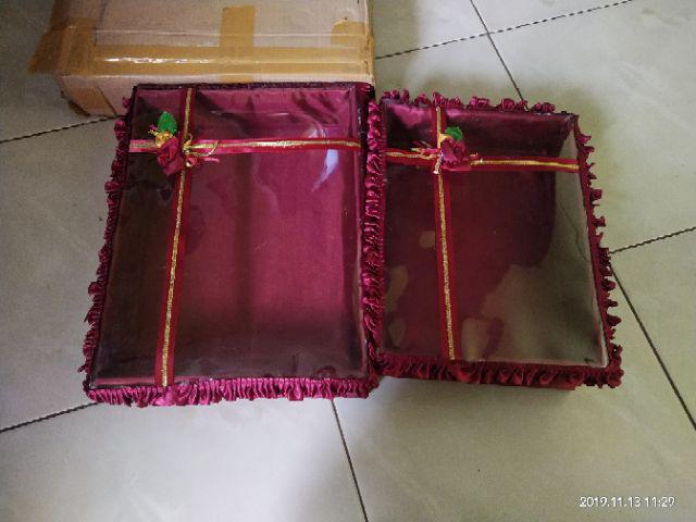 Kotak Hantaran Lamaran / Box Seserahan Set 2 Tutup Mika Renda Ting Jing Tingjing Sang Jit Sangjit