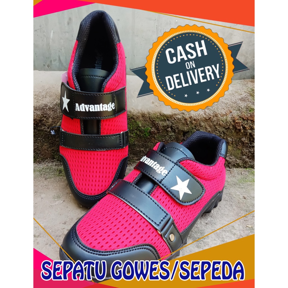 SEPATU GOES SEPEDA PRIA WANITA WARNA MERAH