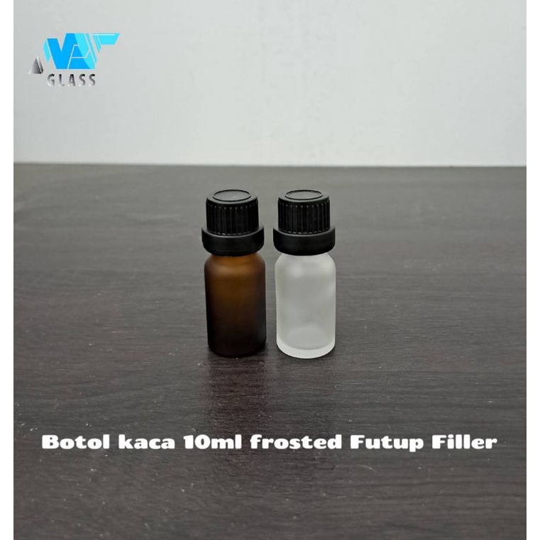 botol kaca 10ml doff tutup filler hitam / botol essential oil 10ml