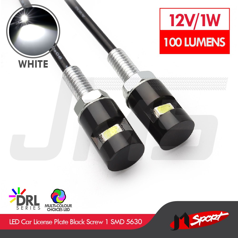 Lampu LED Mobil / Motor / License Plate Black Screw 1 SMD 5630 - White