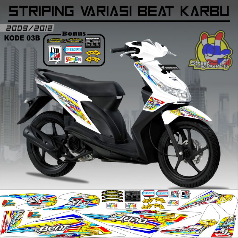 Striping Beat Karbu 2008 2009 2010 2011 2012 Variasi Sticker Stiker Skotlet Lis Motor Lis Body List