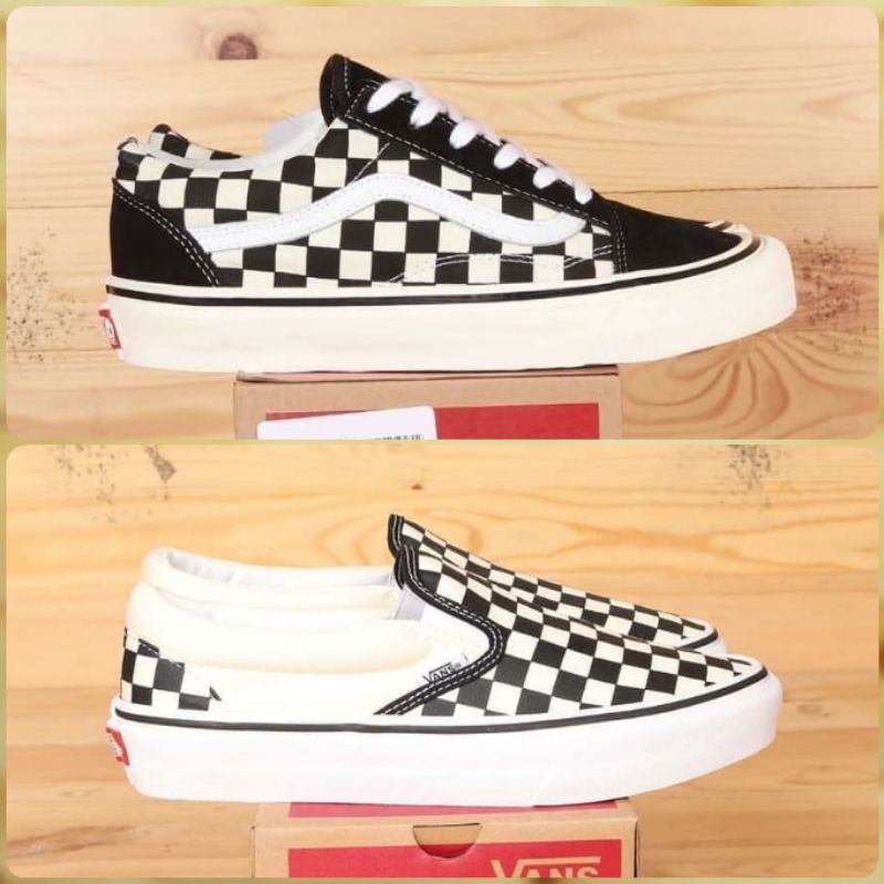 ⭐COD SEPATU SLIP ON CATUR GRADE A ORI BNIB SEPATU SLIP ON MULES WANITA PRIA SEPATU OS CHECKERBOARD C